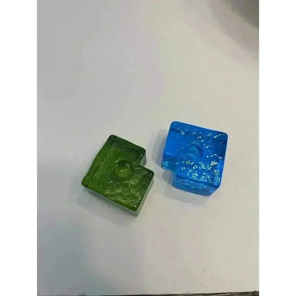 VINTAGE MCM Konst Glashyttan Urshult Blue Glass Candle Holders - Made in SWEDEN - Picture 1 of 6